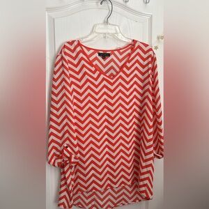 Apt. 9 Red and White Chevron Blouse